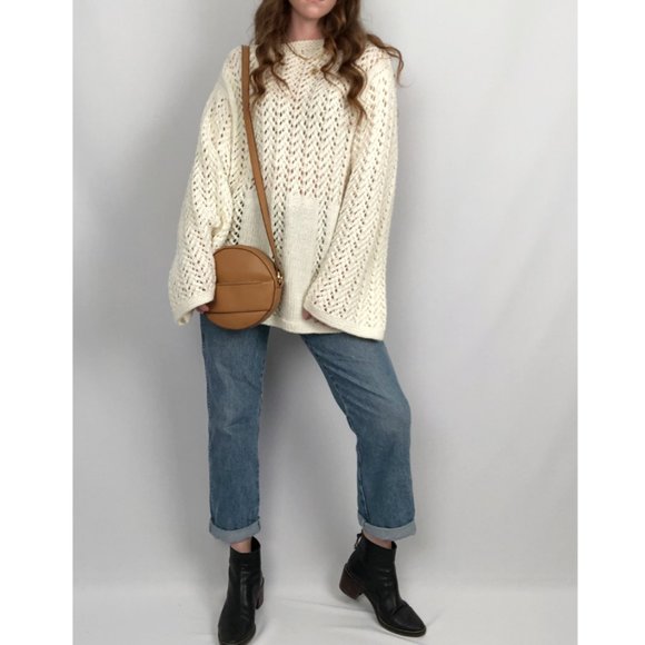 Stunning Vintage Hand Knit Open Oversized Bell Sleeve Boho Long Tunic Sweater - Picture 4 of 10